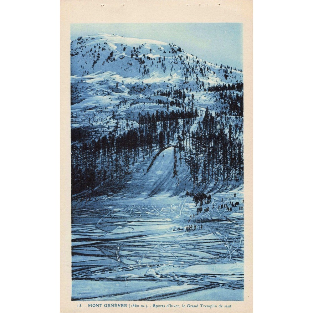 Vintage Mont Genevre France Grand Tremplin de saut Ski Jump Photogravure Print